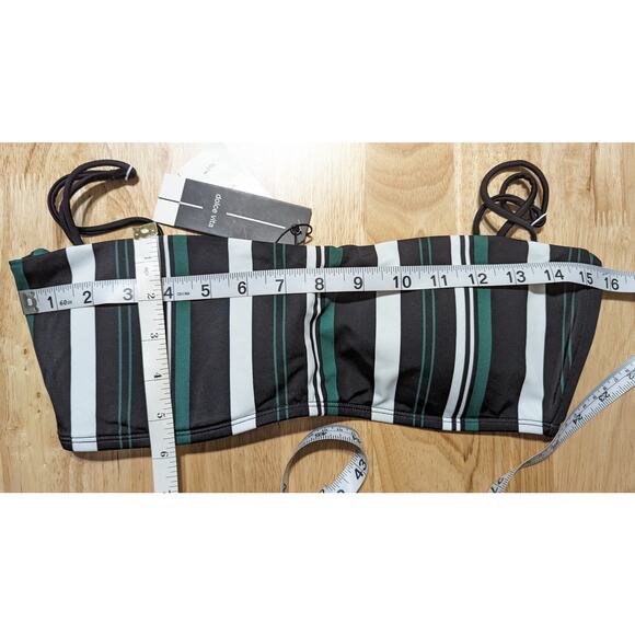DOLCE VITA Venice Stella Black Green White Stripe Bandeaux Bikini Top Size L - Picture 2 of 8